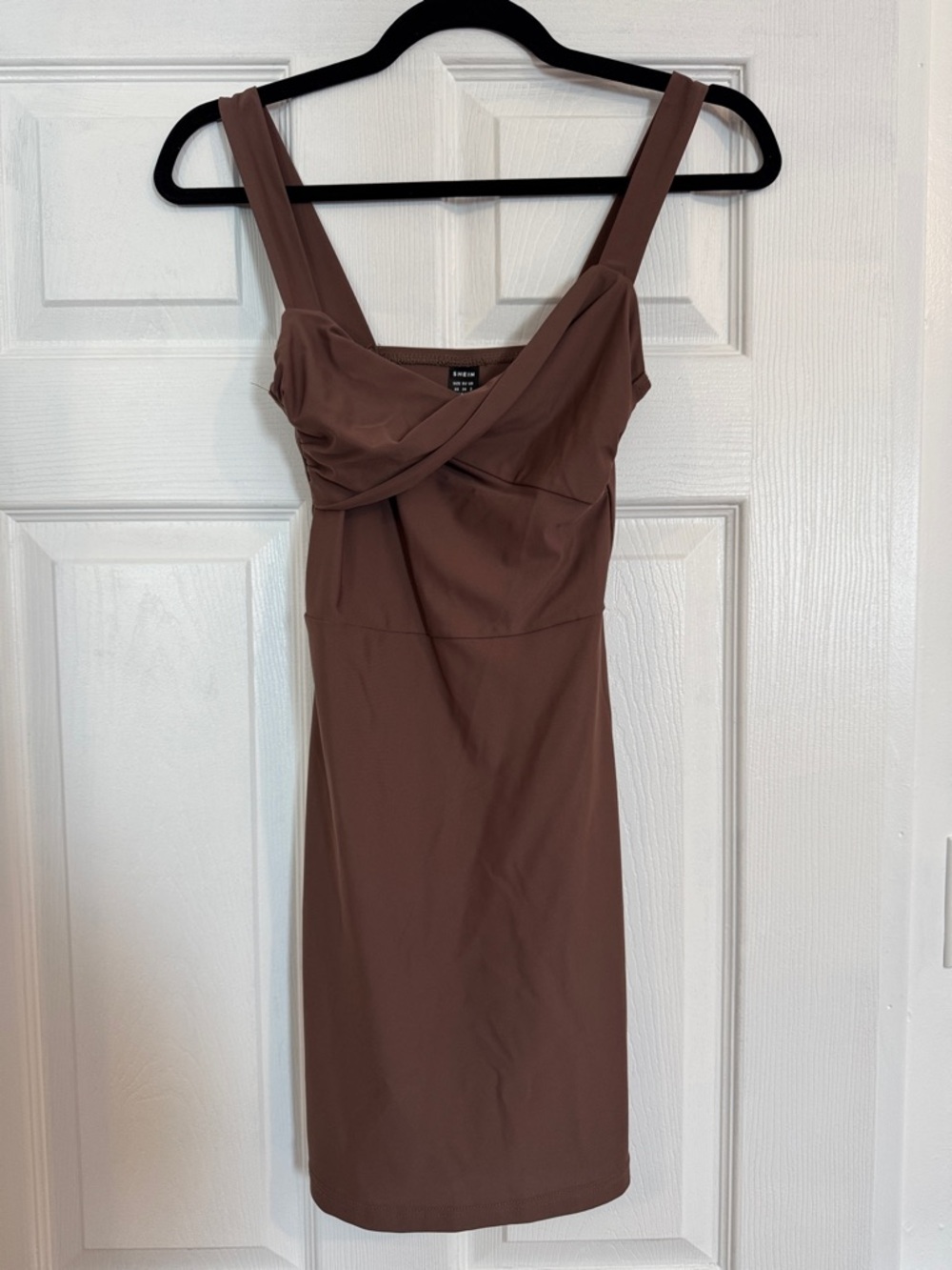 SHEIN Brown Twist-Front Bodycon Mini Dress